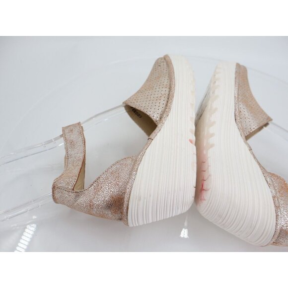 Fly London Women Yake Sandal Size 37 6 Pearl Leather Slingback Wedge Platform - Picture 7 of 13